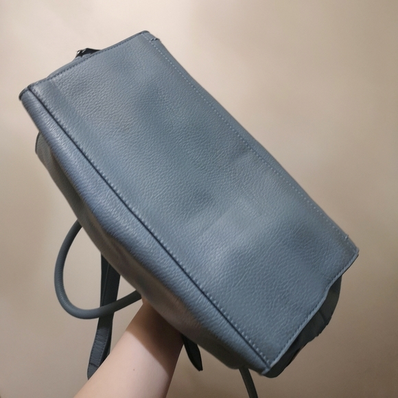 La Diva Vegan Leather Handheld Shoulder and Crossbody Bag Blue Purse - Picture 7 of 13